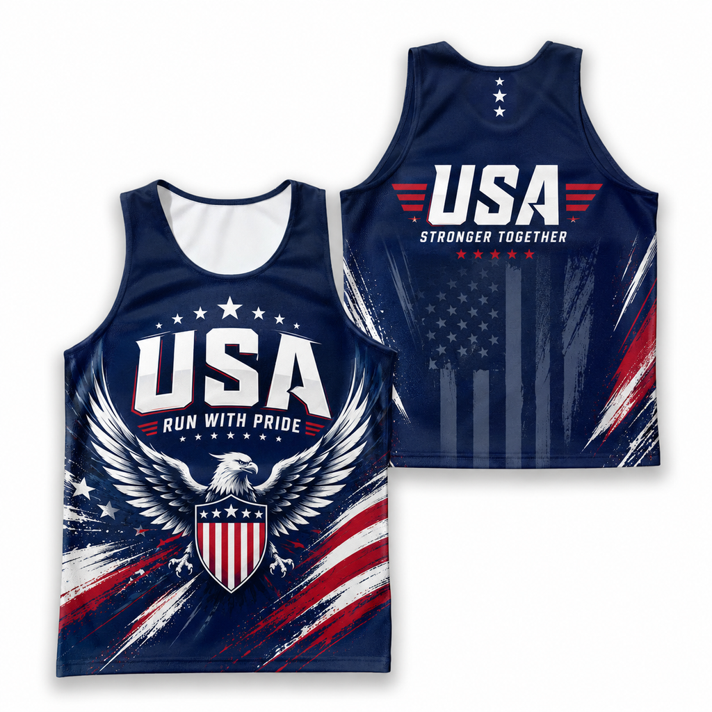 Patriotic Running Tank Top - American Eagle USA Tech Singlet
