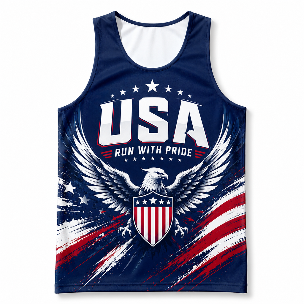 Patriotic Running Tank Top - American Eagle USA Tech Singlet