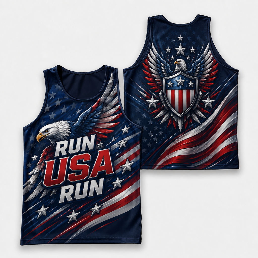 Patriotic Running Tank Top - Patriotic Eagle USA Tech Singlet
