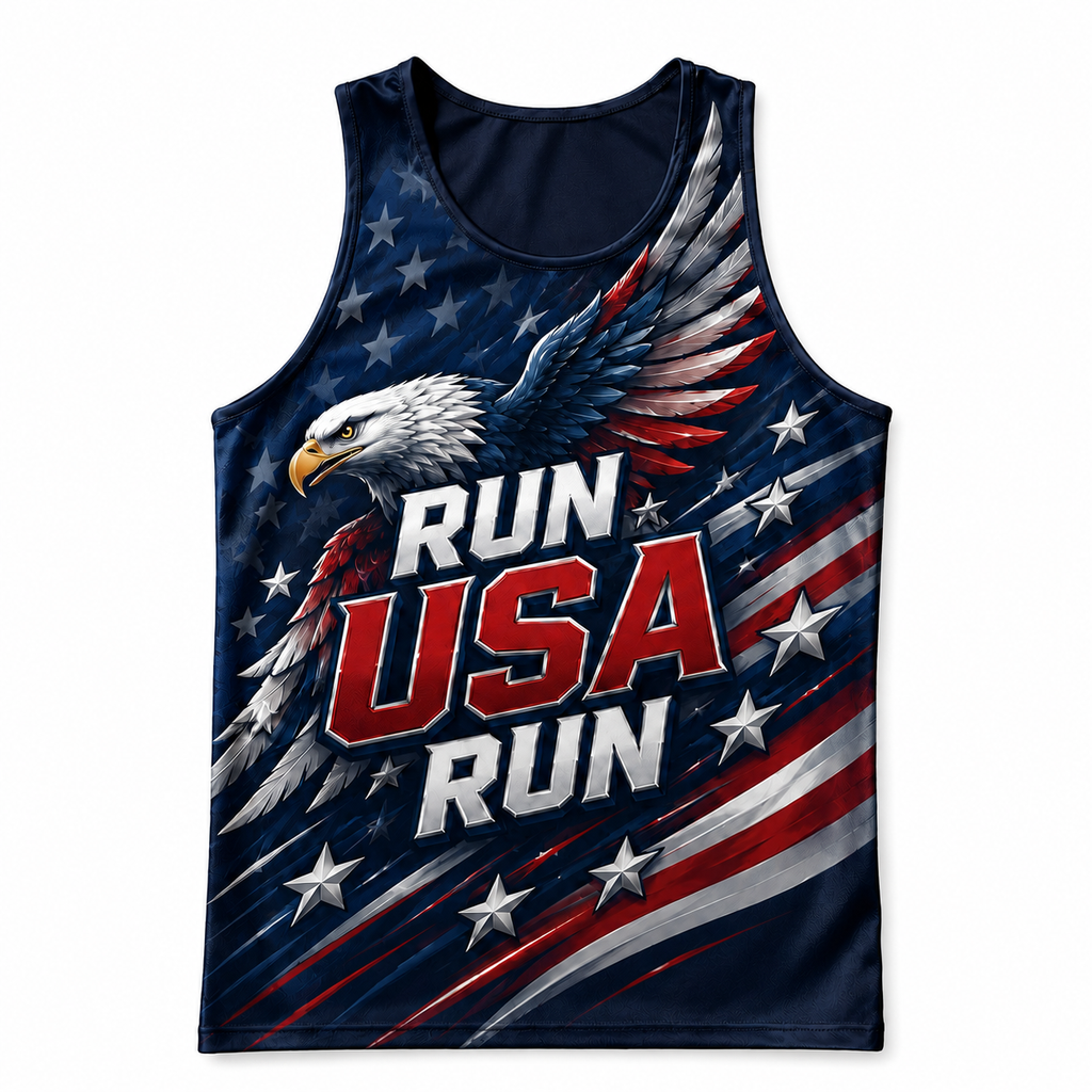 Patriotic Running Tank Top - Patriotic Eagle USA Tech Singlet