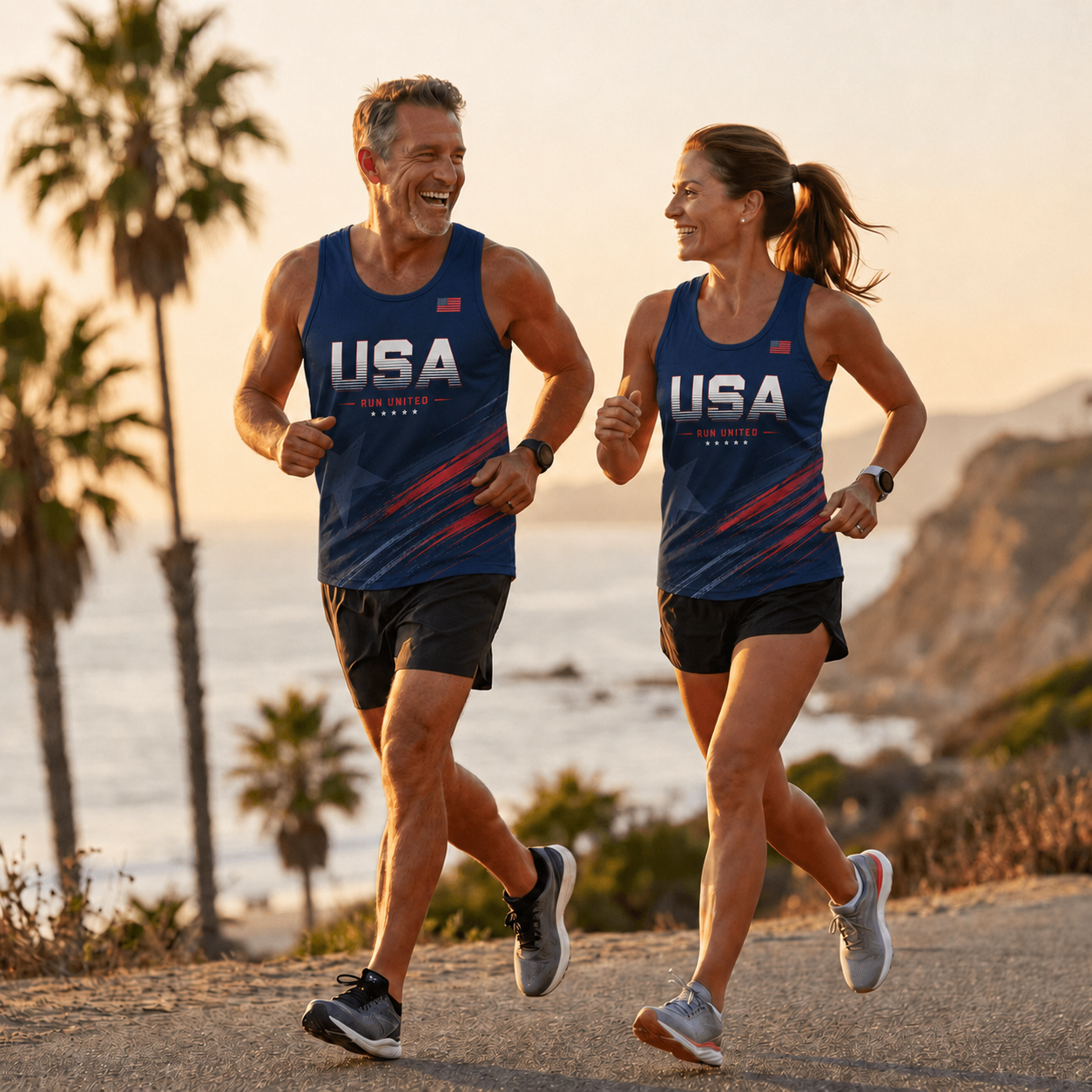 Patriotic Running Tank Top - Run United USA Tech Singlet