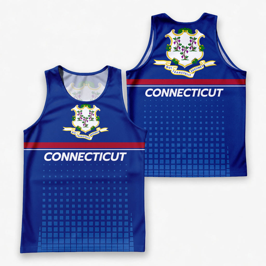 Patriotic Tech Running Tank Top - Connecticut State Pride Running Singlet