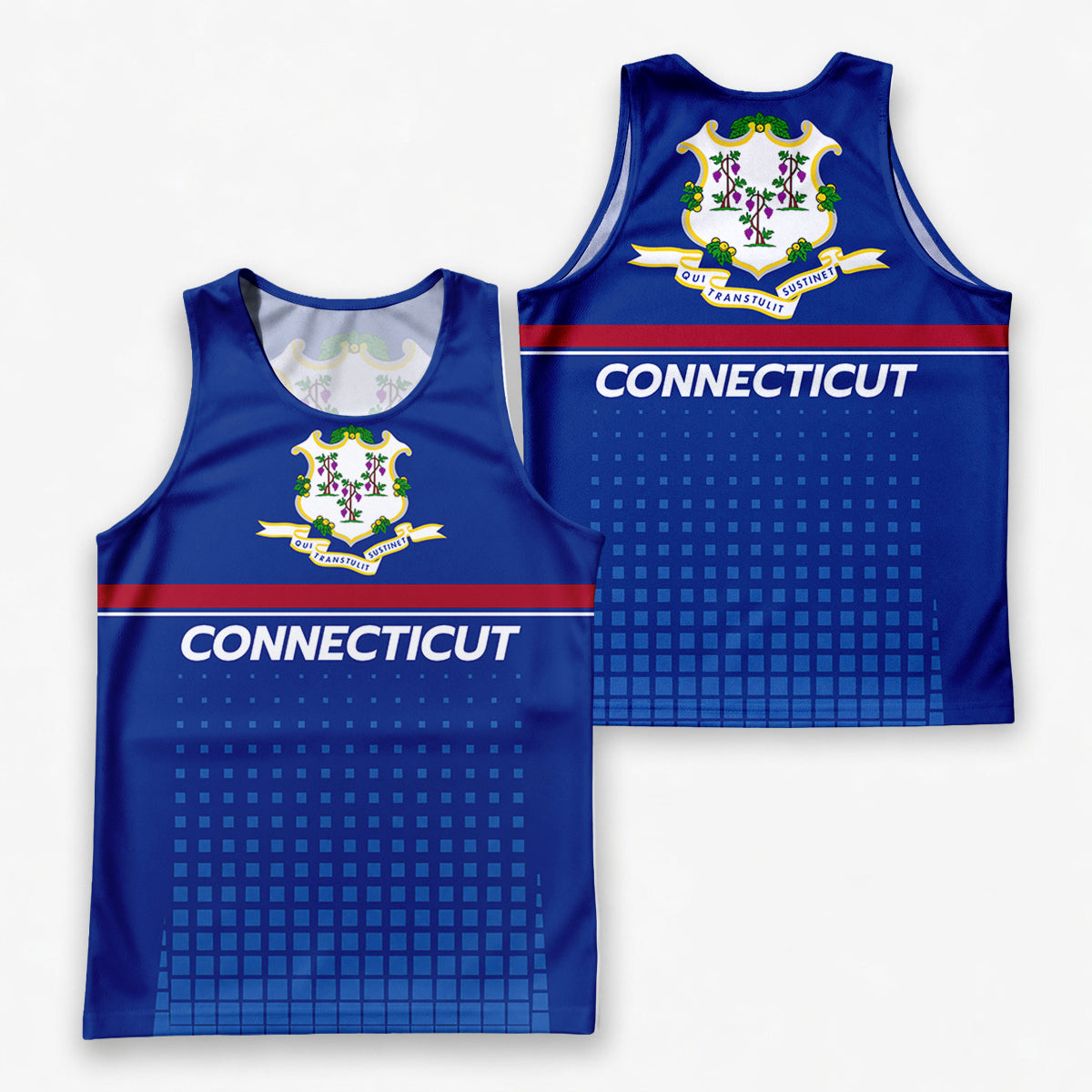 Patriotic Tech Running Tank Top - Connecticut State Pride Running Singlet