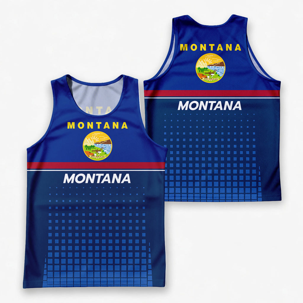 Patriotic Tech Running Tank Top - Montana State Pride Running Singlet