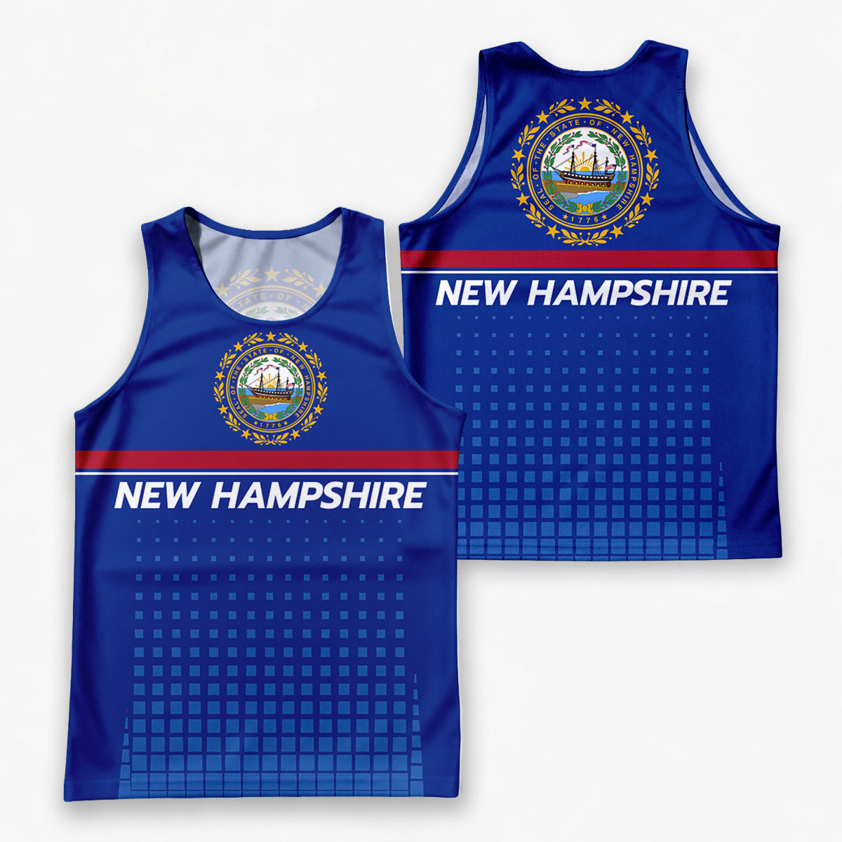 Patriotic Tech Running Tank Top - New Hampshire State Pride Running Singlet