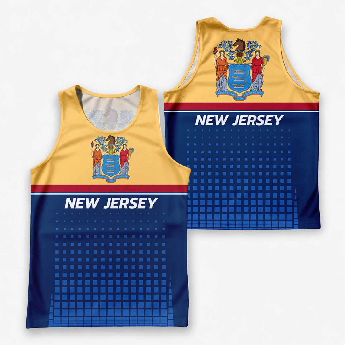 Patriotic Tech Running Tank Top - New Jersey State Pride Running Singlet