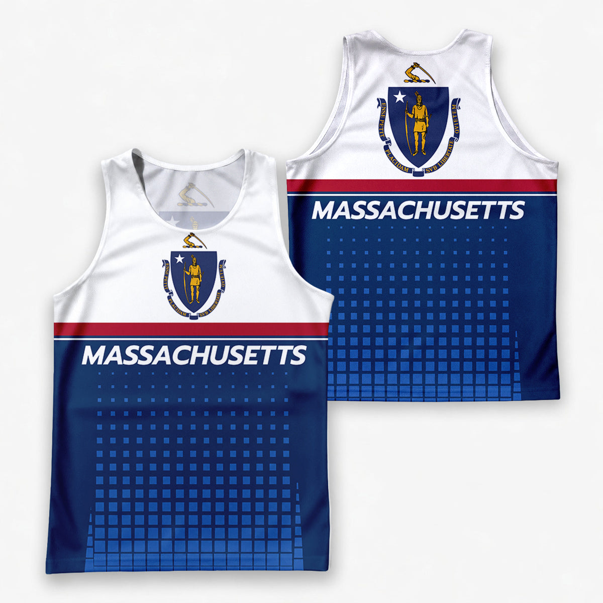 Patriotic Tech Running Tank Top - Massachusetts State Pride Running Singlet