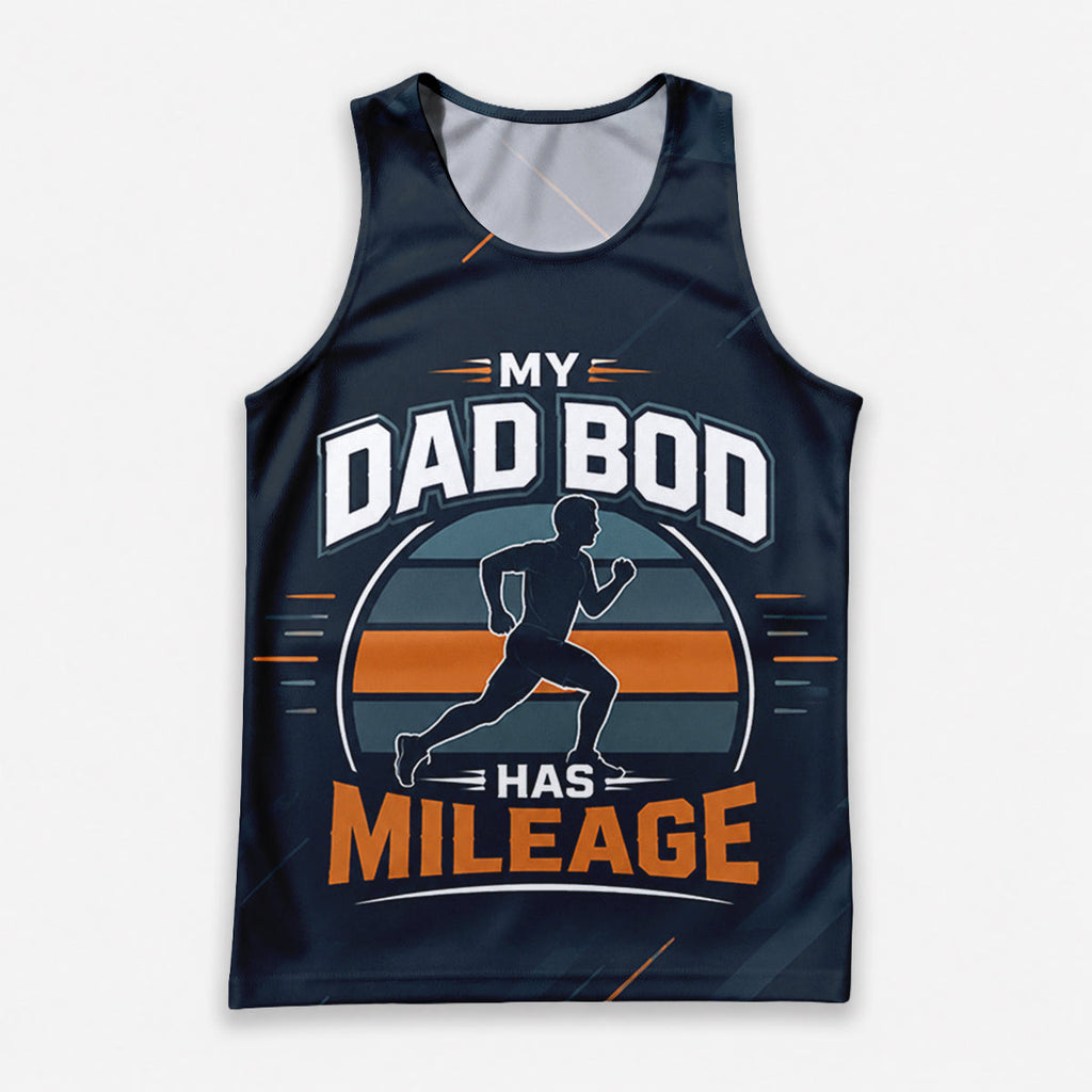 Funny Dad Running Tank Top My Dad Bod Has Mileage Tech Singlet V2