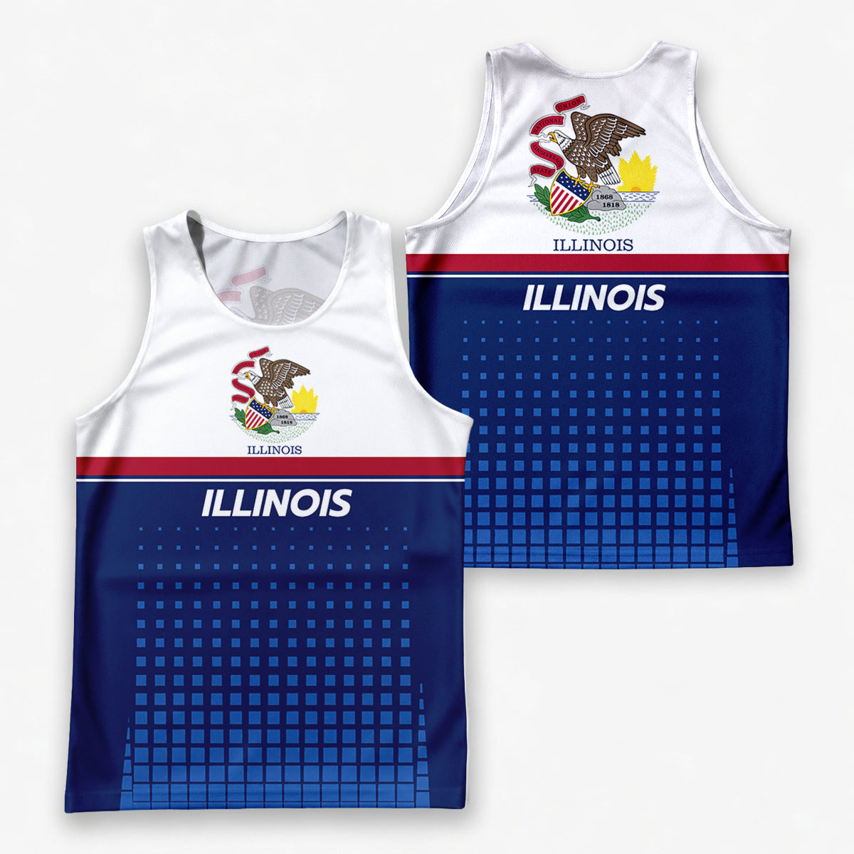 Patriotic Tech Running Tank Top - Illinois State Pride Running Singlet