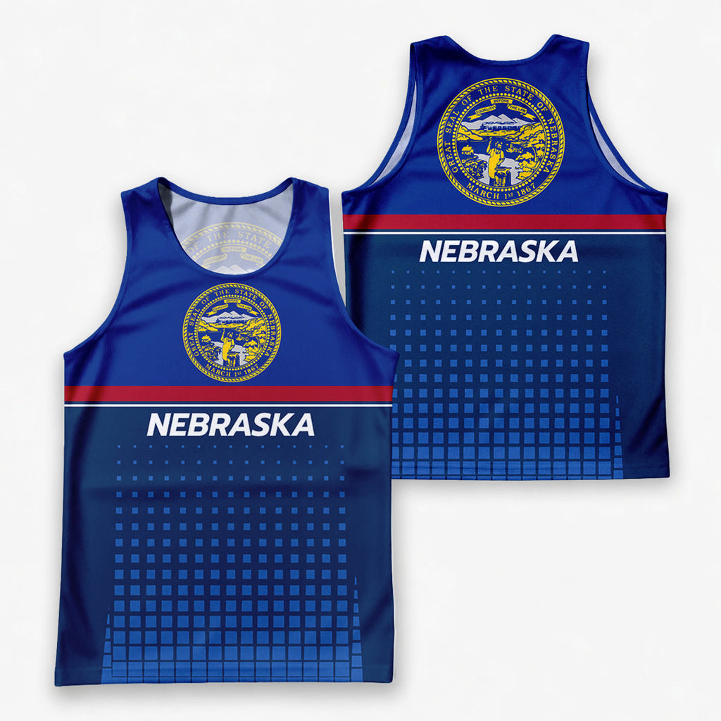 Patriotic Tech Running Tank Top - Nebraska State Pride Running Singlet