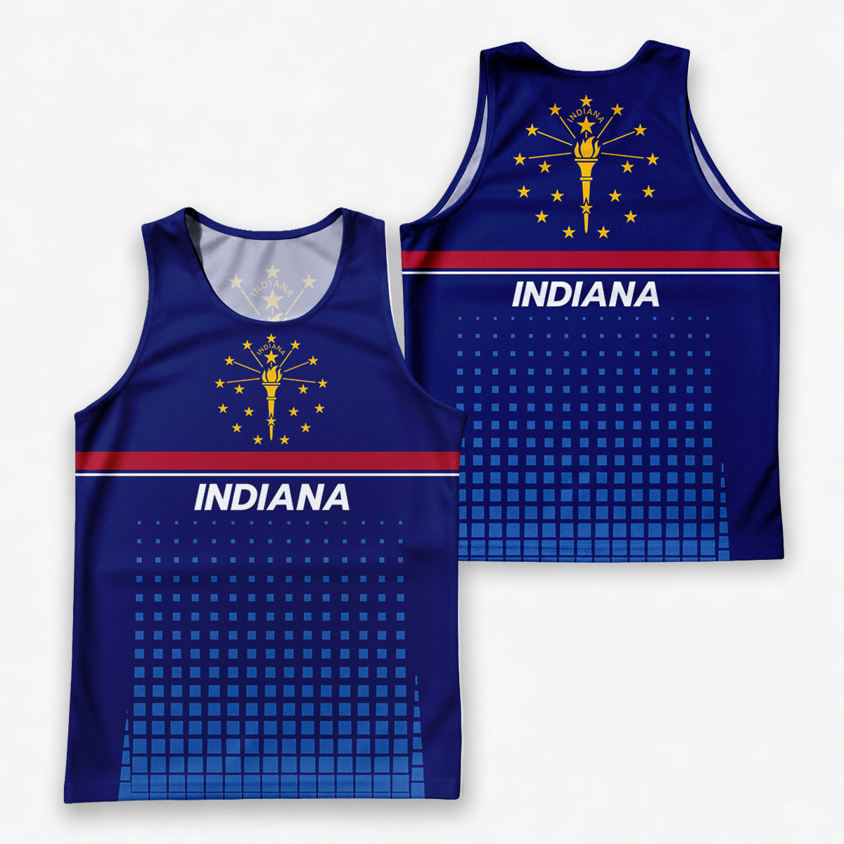 Patriotic Tech Running Tank Top - Indiana State Pride Running Singlet