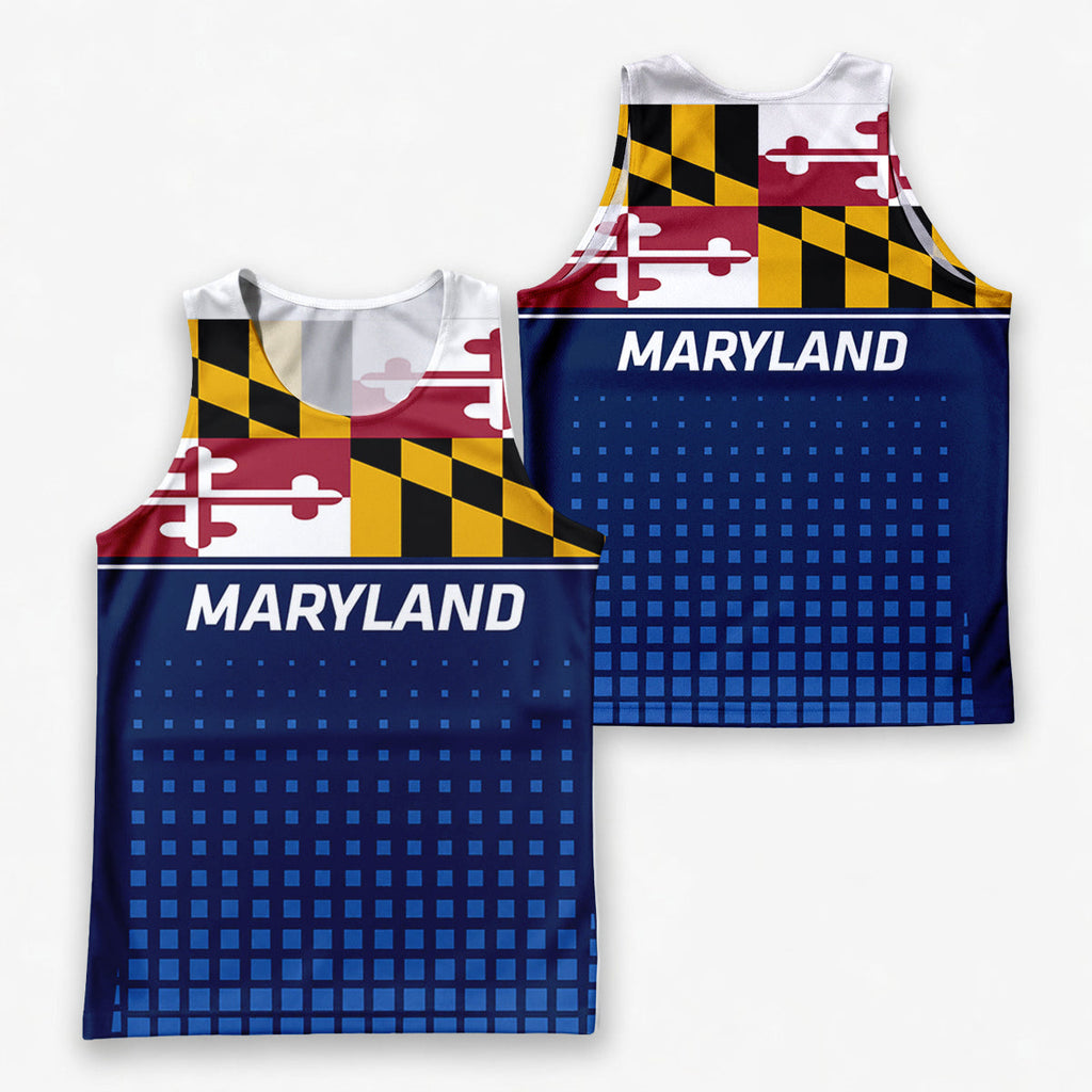 Patriotic Tech Running Tank Top - Maryland State Pride Running Singlet