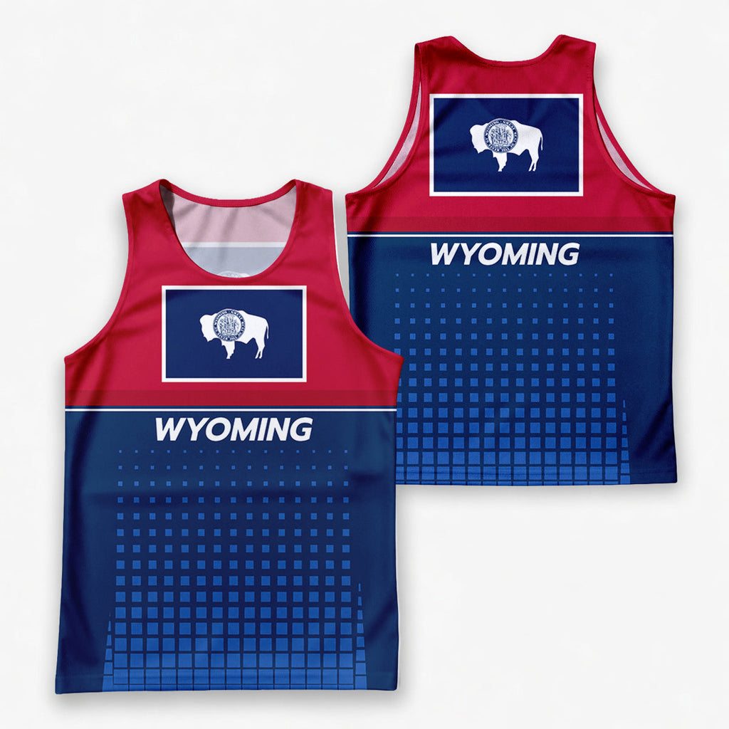 Patriotic Tech Running Tank Top - Wyoming State Pride Running Singlet