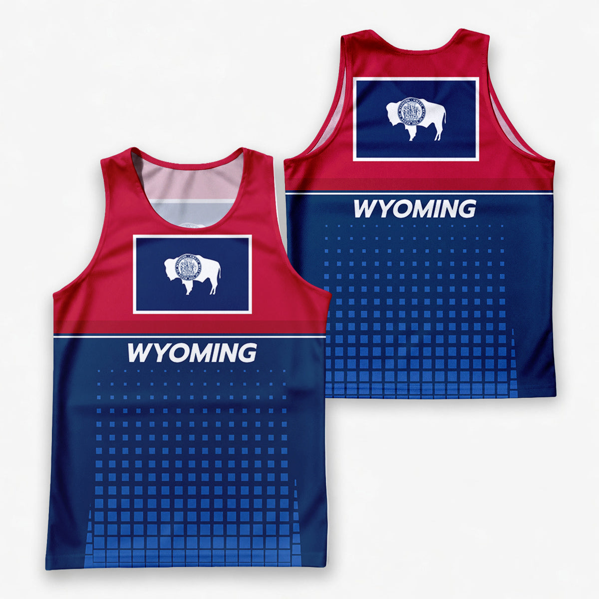 Patriotic Tech Running Tank Top - Wyoming State Pride Running Singlet