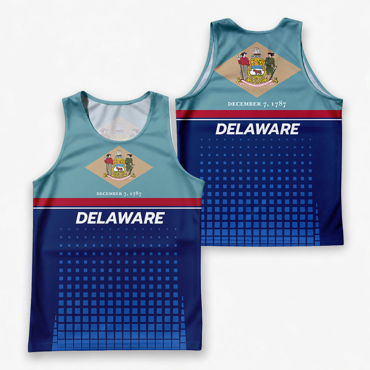 Patriotic Tech Running Tank Top - Delaware State Pride Running Singlet