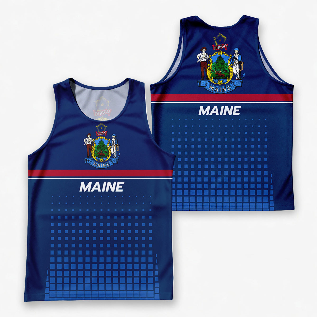 Patriotic Tech Running Tank Top - Maine State Pride Running Singlet