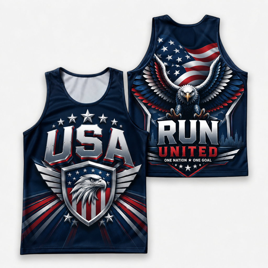 Patriotic Running Tank Top - Eagle Pride USA Tech Singlet