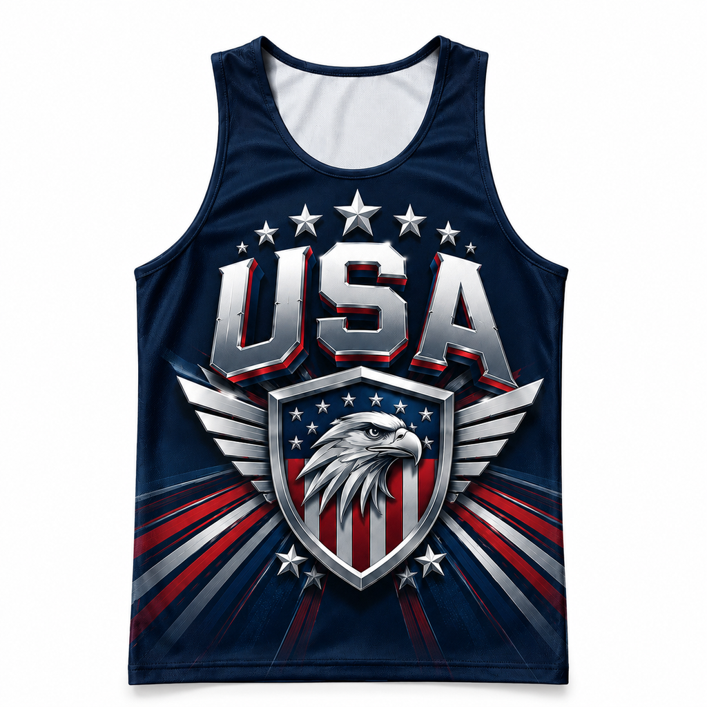 Patriotic Running Tank Top - Eagle Pride USA Tech Singlet