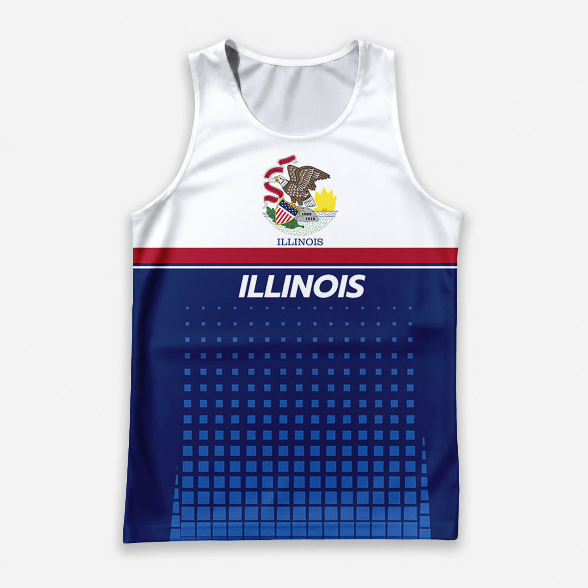 Patriotic Tech Running Tank Top - Illinois State Pride Running Singlet