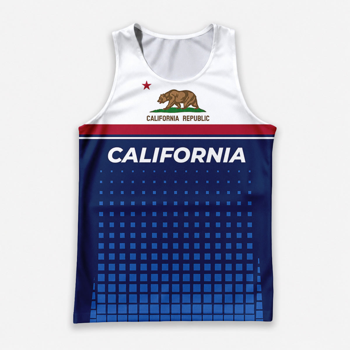 Patriotic Tech Running Tank Top - California State Pride Running Singlet