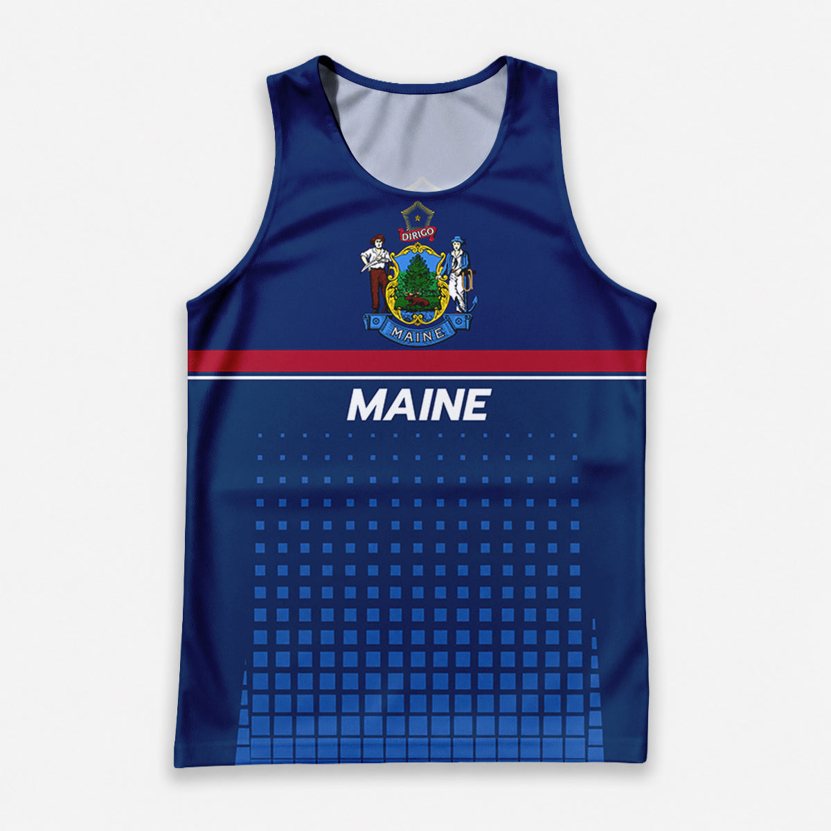 Patriotic Tech Running Tank Top - Maine State Pride Running Singlet