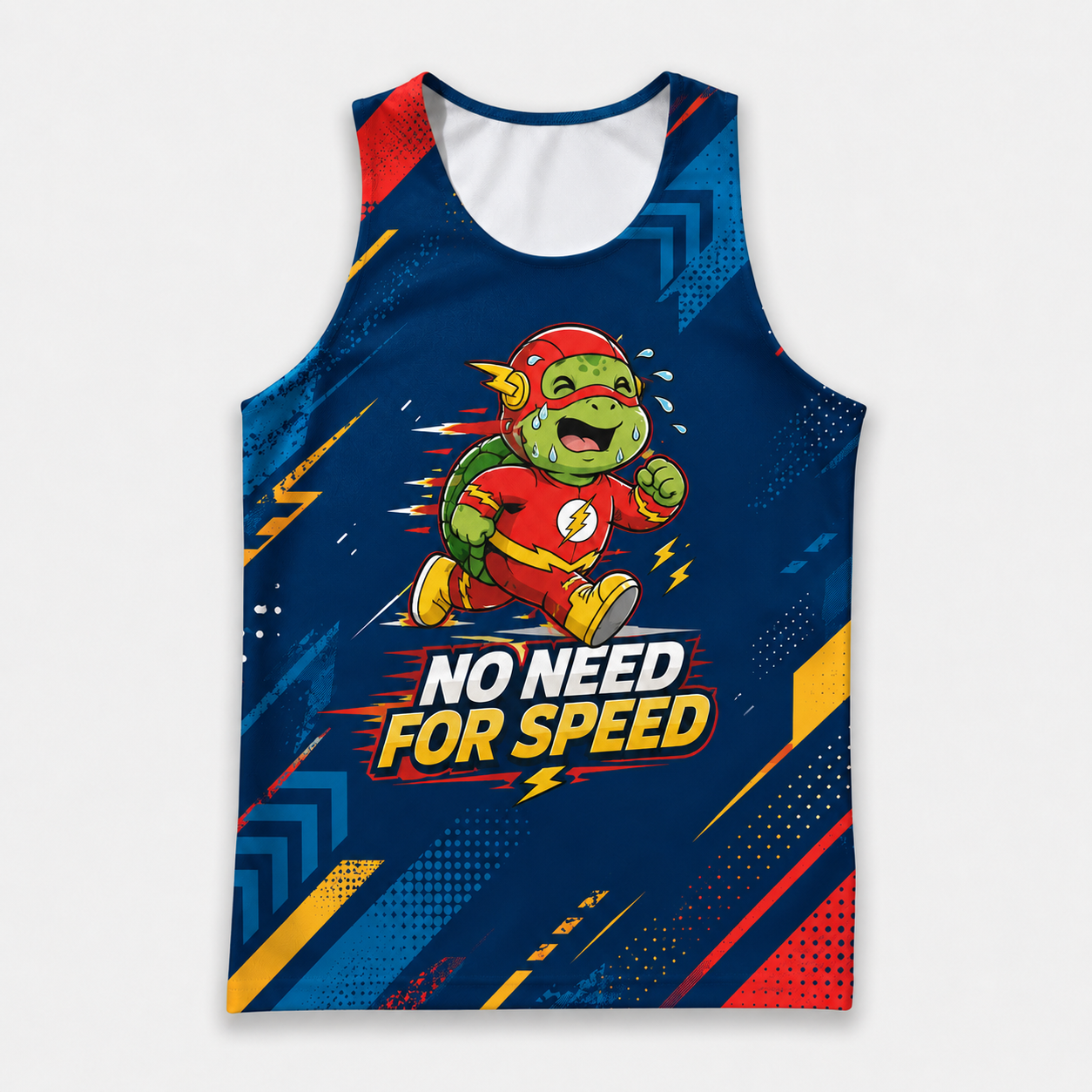 Funny Running Tank Top Turtle No Need For Speed Quote Tech Running Singlet