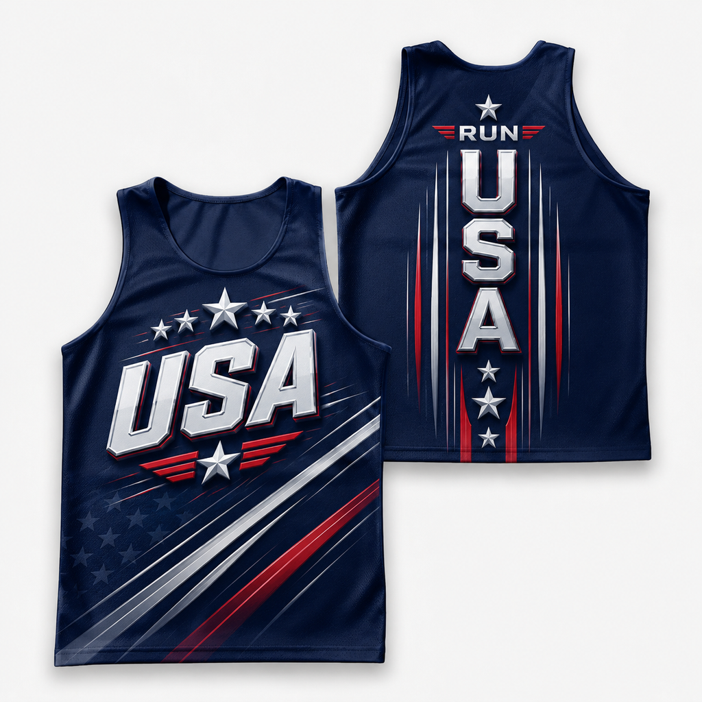 Patriotic Running Tank Top - Proud USA Tech Singlet