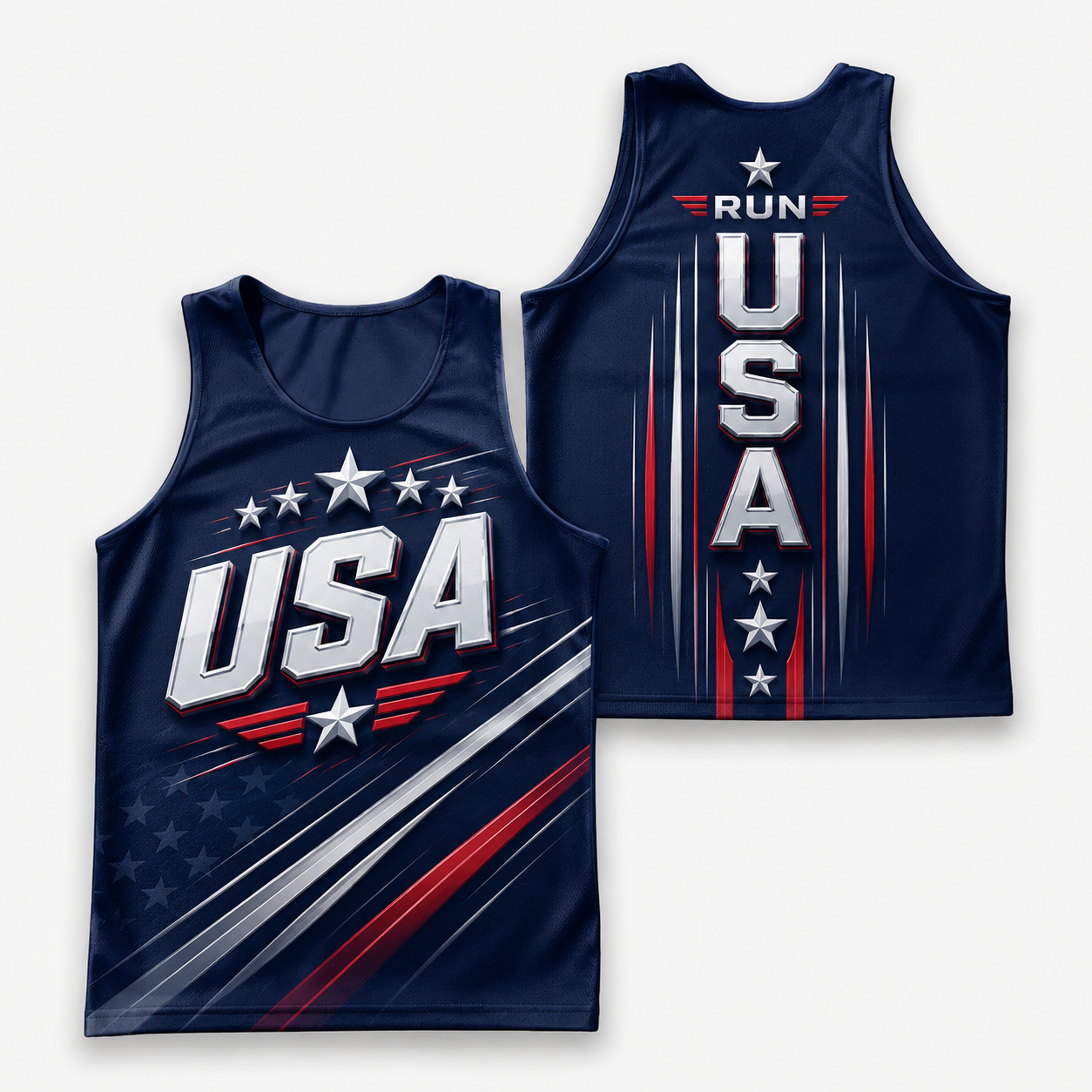Patriotic Running Tank Top - Proud USA Tech Singlet