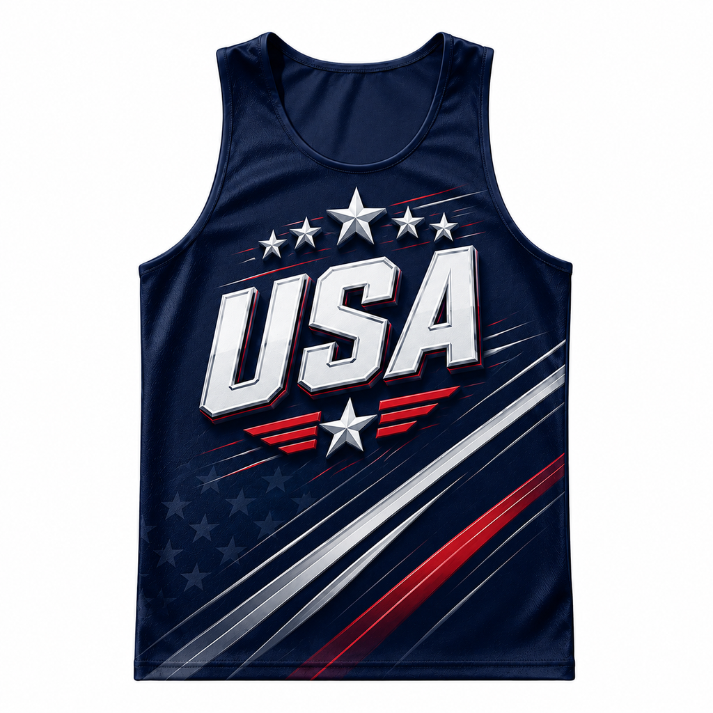 Patriotic Running Tank Top - Proud USA Tech Singlet