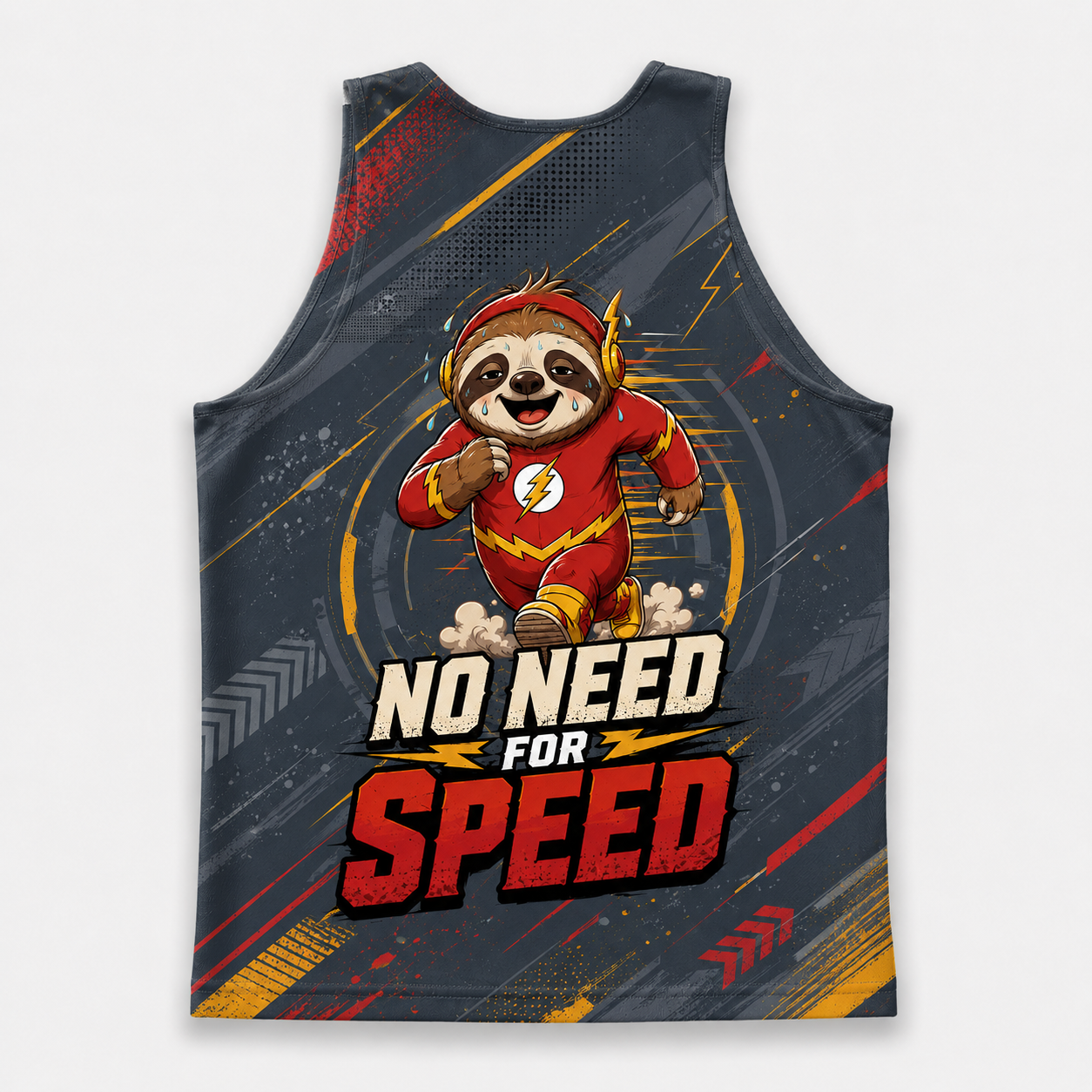 Funny Running Tank Top Sloth No Need For Speed Quote Tech Running Singlet