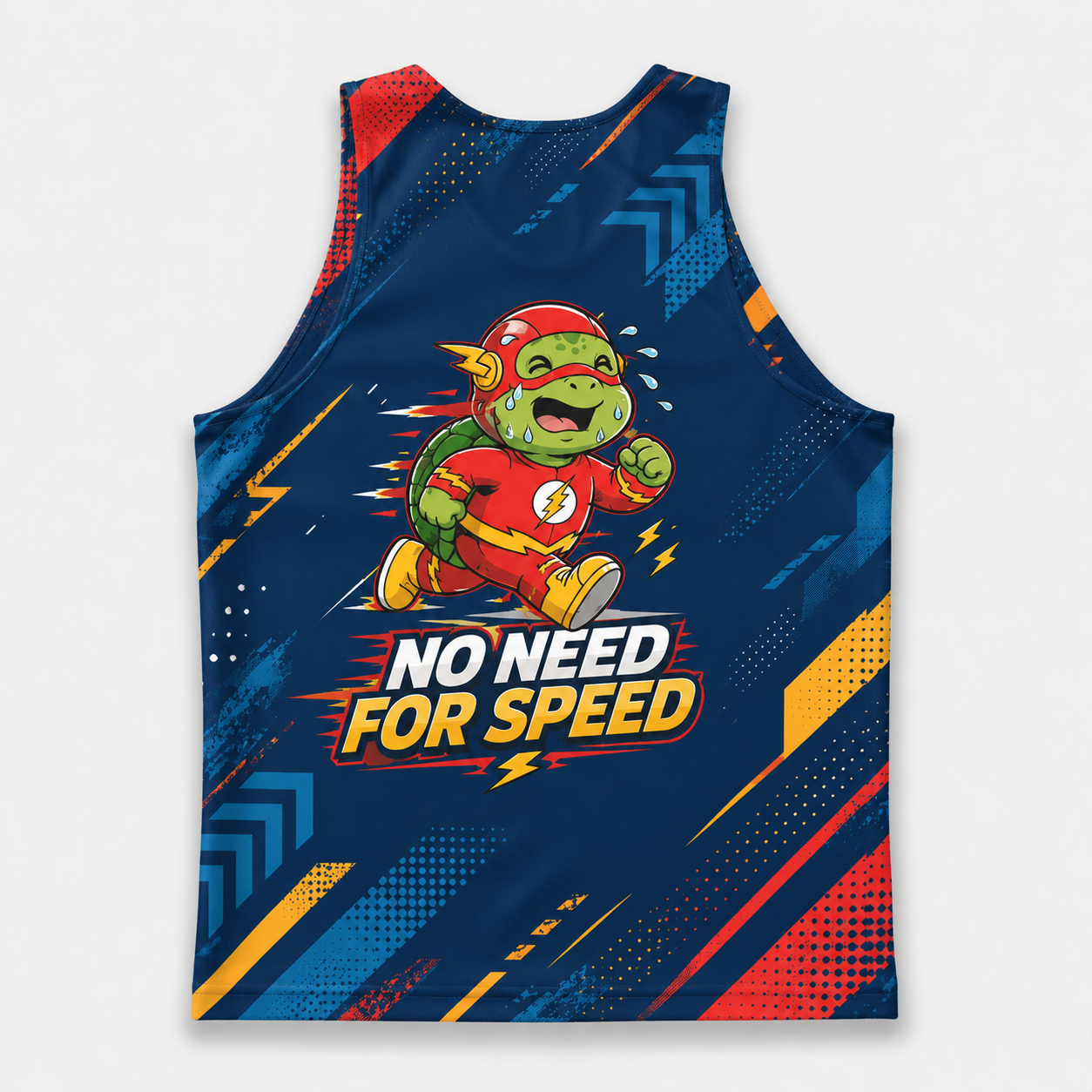 Funny Running Tank Top Turtle No Need For Speed Quote Tech Running Singlet