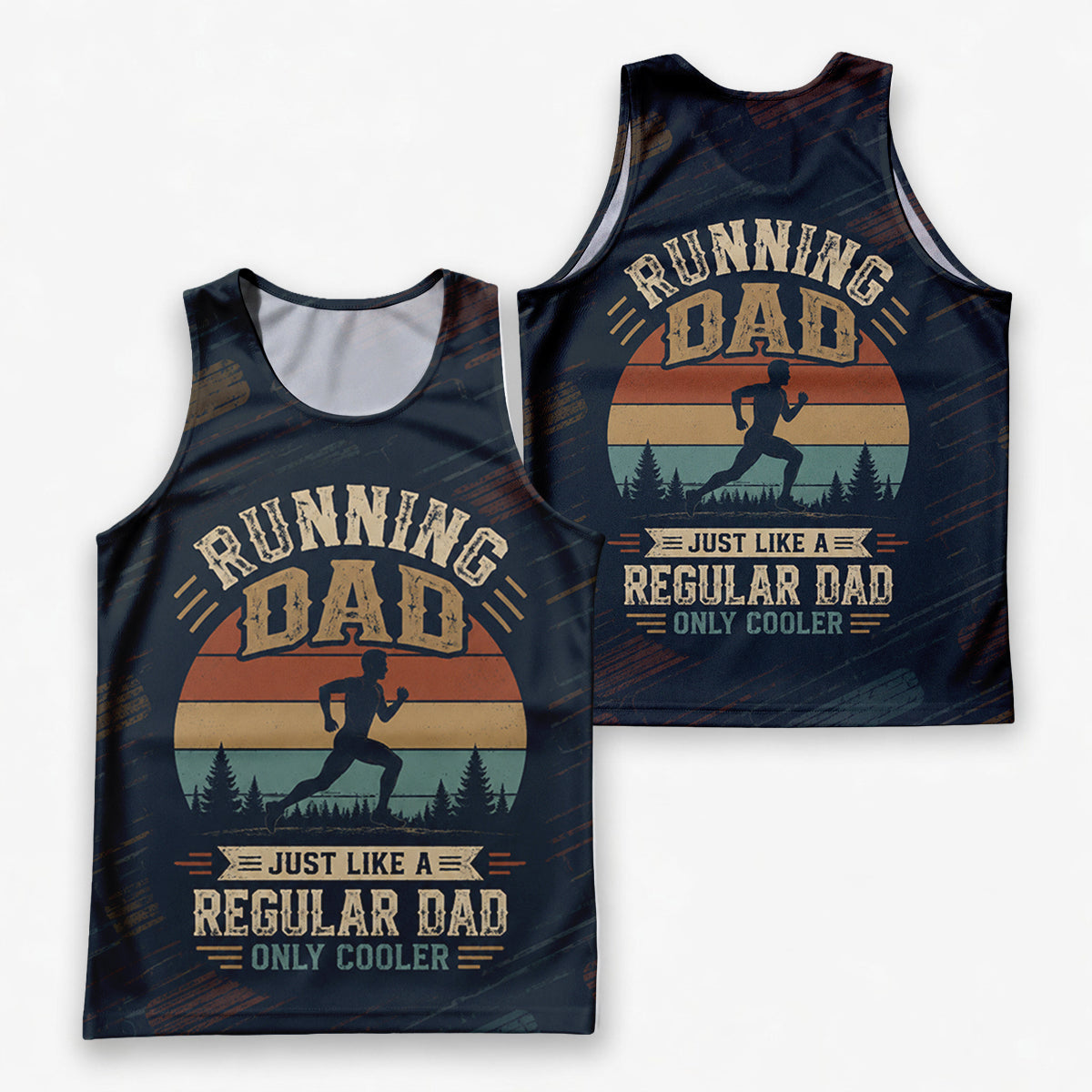Funny Dad Running Tank Top Like Regular Dad Only Cooler Tech Singlet