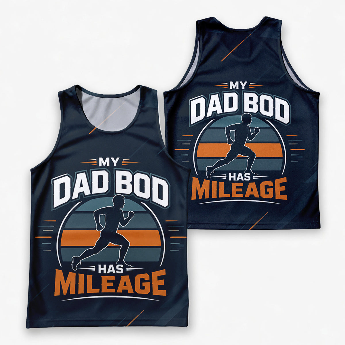Funny Dad Running Tank Top My Dad Bod Has Mileage Tech Singlet V2
