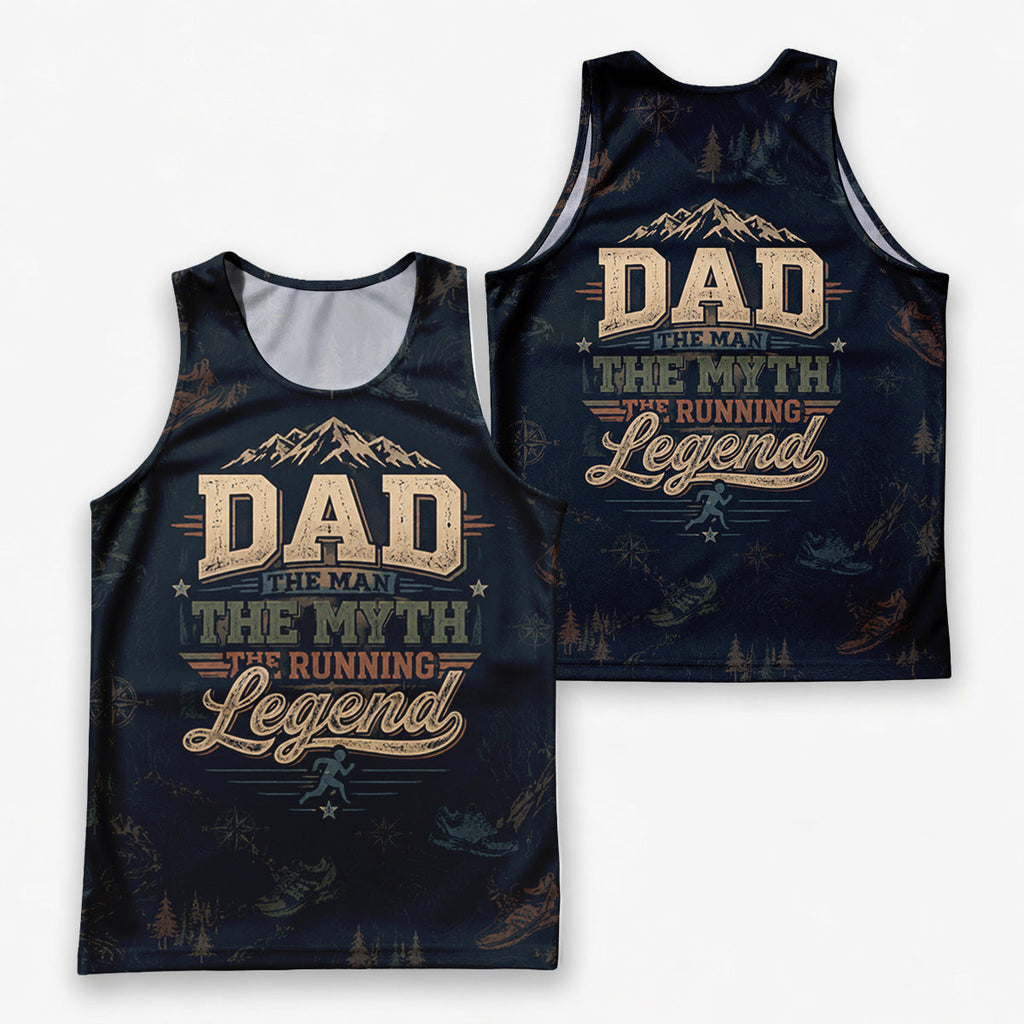 Funny Dad Running Legend Tank Top Tech Running Singlet V2