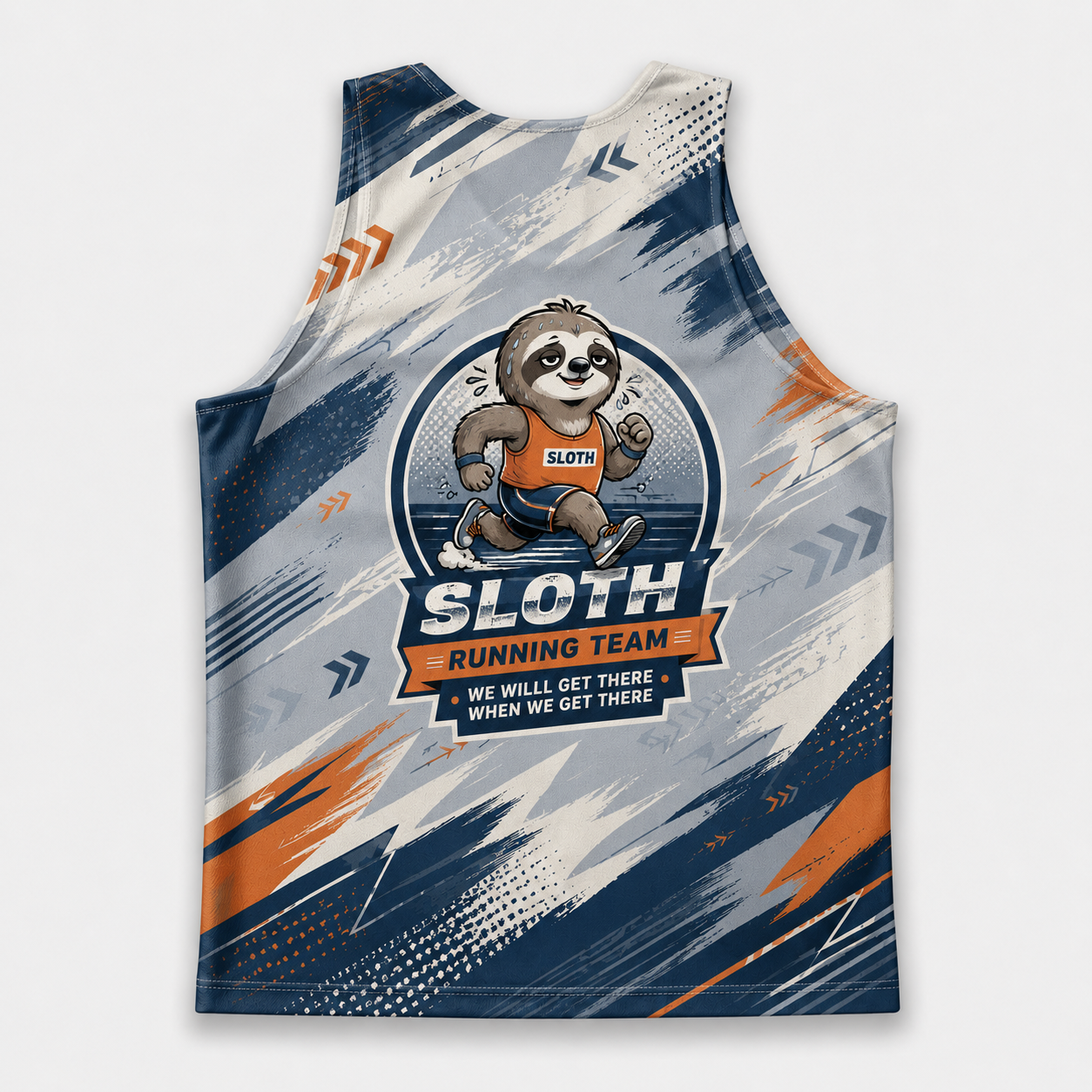 Funny Running Tank Top Sloth Running Team We'll Get There Quote Tech Running Singlet