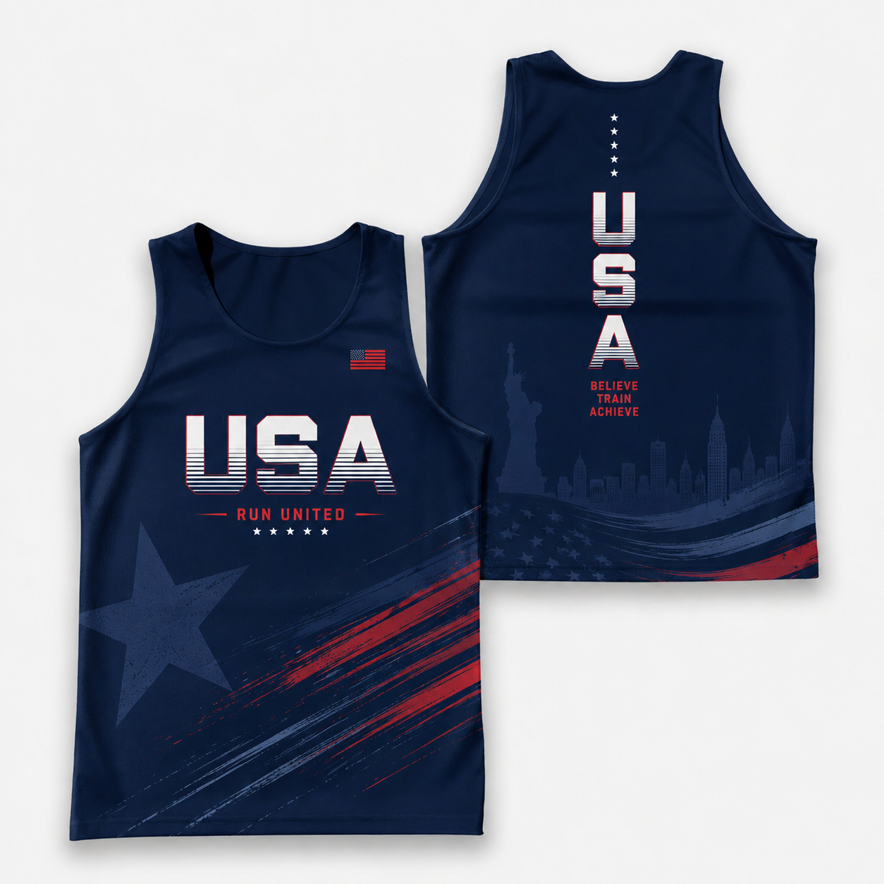 Patriotic Running Tank Top - Run United USA Tech Singlet