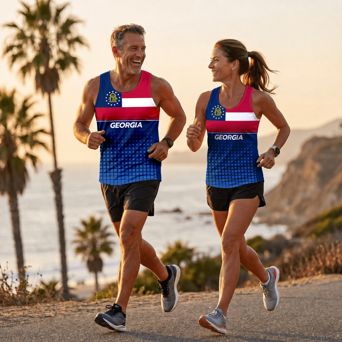 Patriotic Tech Running Tank Top - Georgia State Pride Running Singlet
