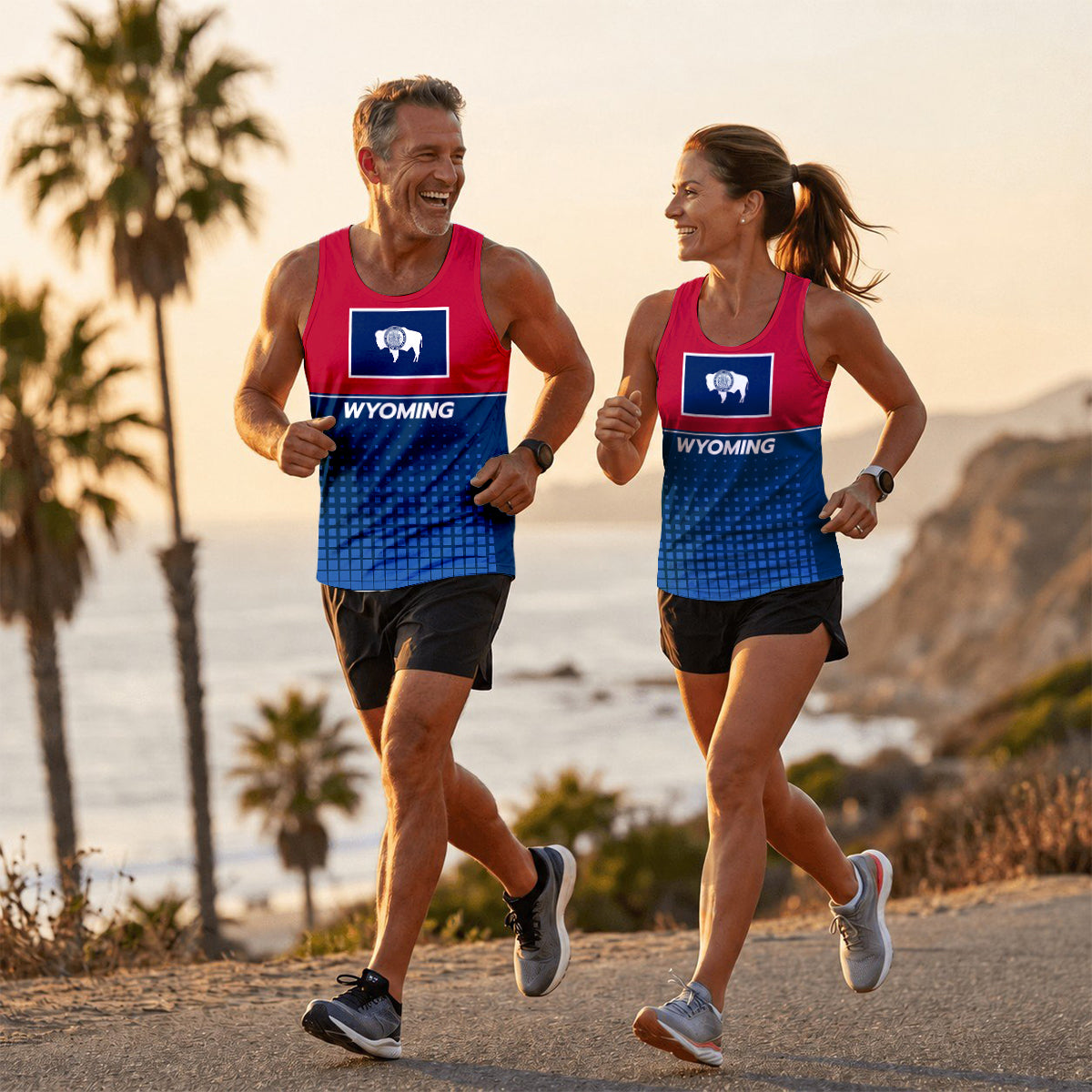 Patriotic Tech Running Tank Top - Wyoming State Pride Running Singlet