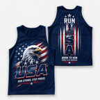 Patriotic Running Tank Top - Run Strong USA Tech Singlet
