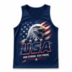 Patriotic Running Tank Top - Run Strong USA Tech Singlet