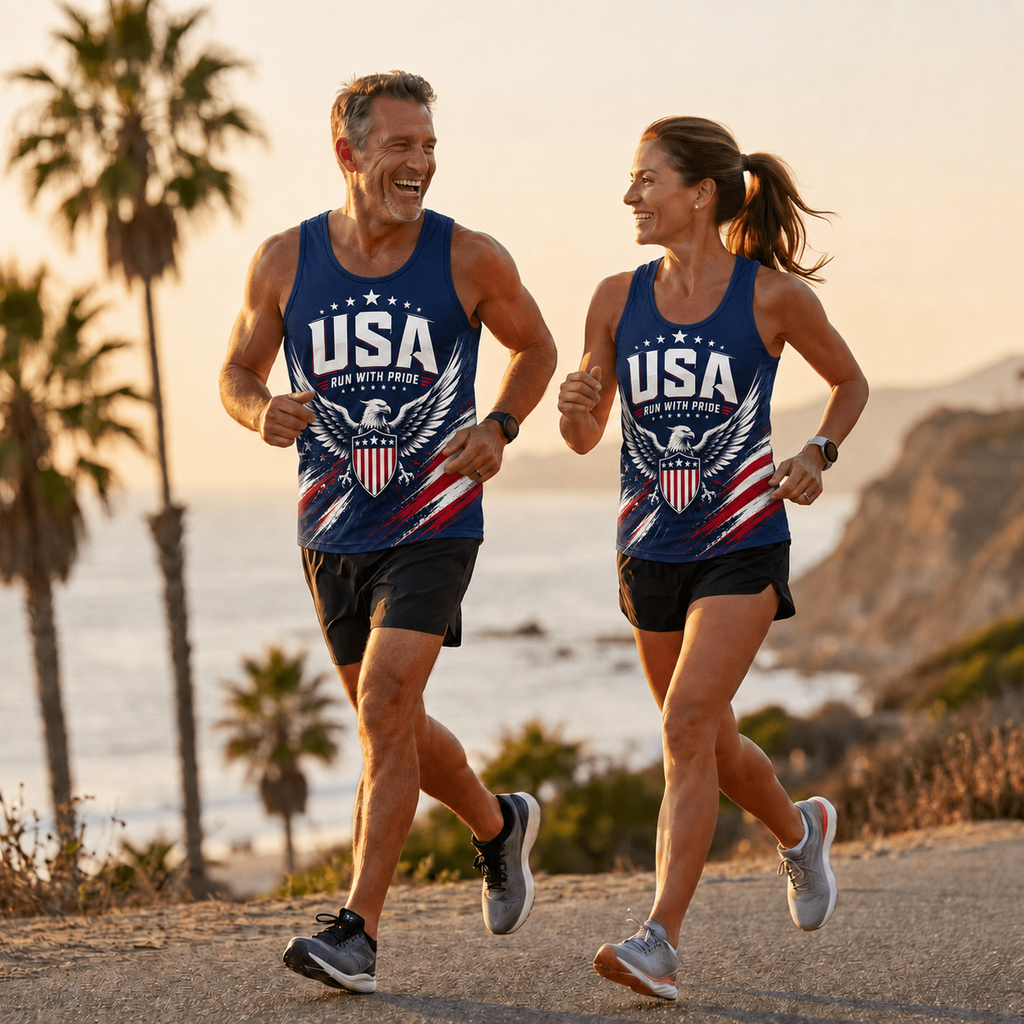 Patriotic Running Tank Top - American Eagle USA Tech Singlet