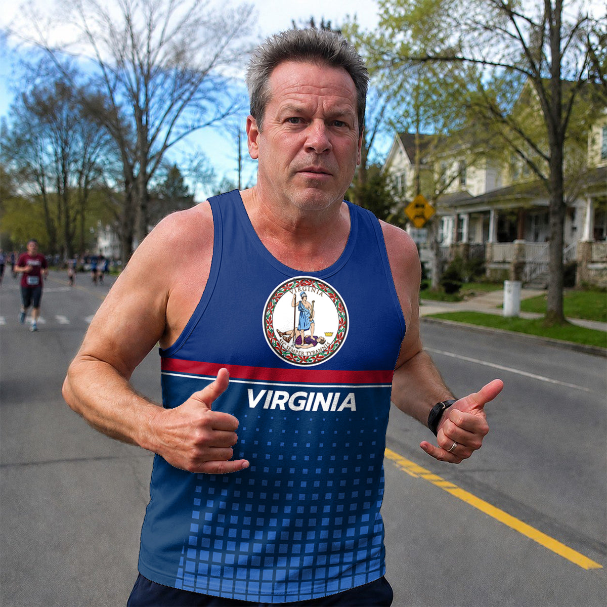 Patriotic Tech Running Tank Top - Virginia State Pride Running Singlet