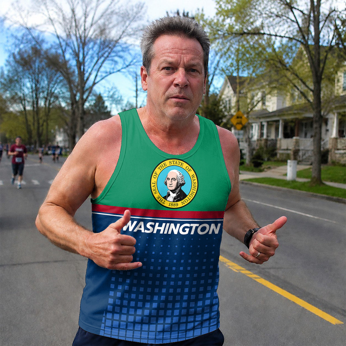 Patriotic Tech Running Tank Top - Washington State Pride Running Singlet