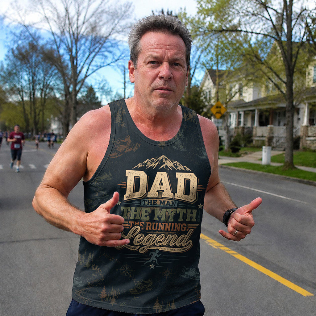 Funny Dad Running Legend Tank Top Tech Running Singlet V2