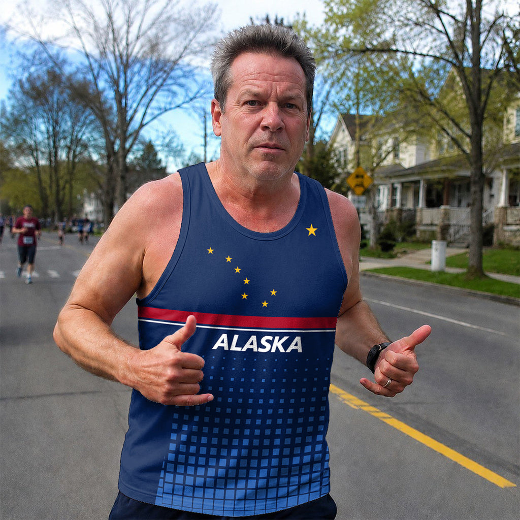 Patriotic Tech Running Tank Top - Alaska State Pride Running Singlet