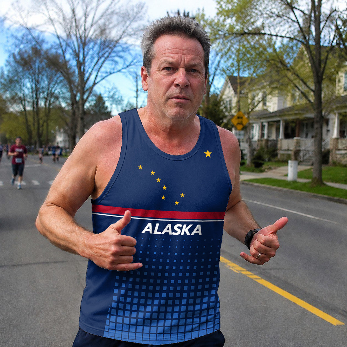 Patriotic Tech Running Tank Top - Alaska State Pride Running Singlet