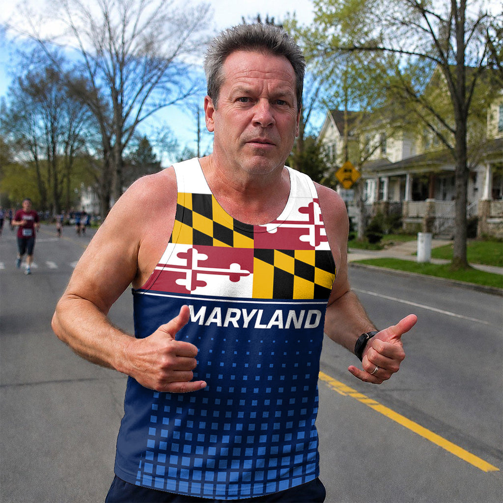 Patriotic Tech Running Tank Top - Maryland State Pride Running Singlet