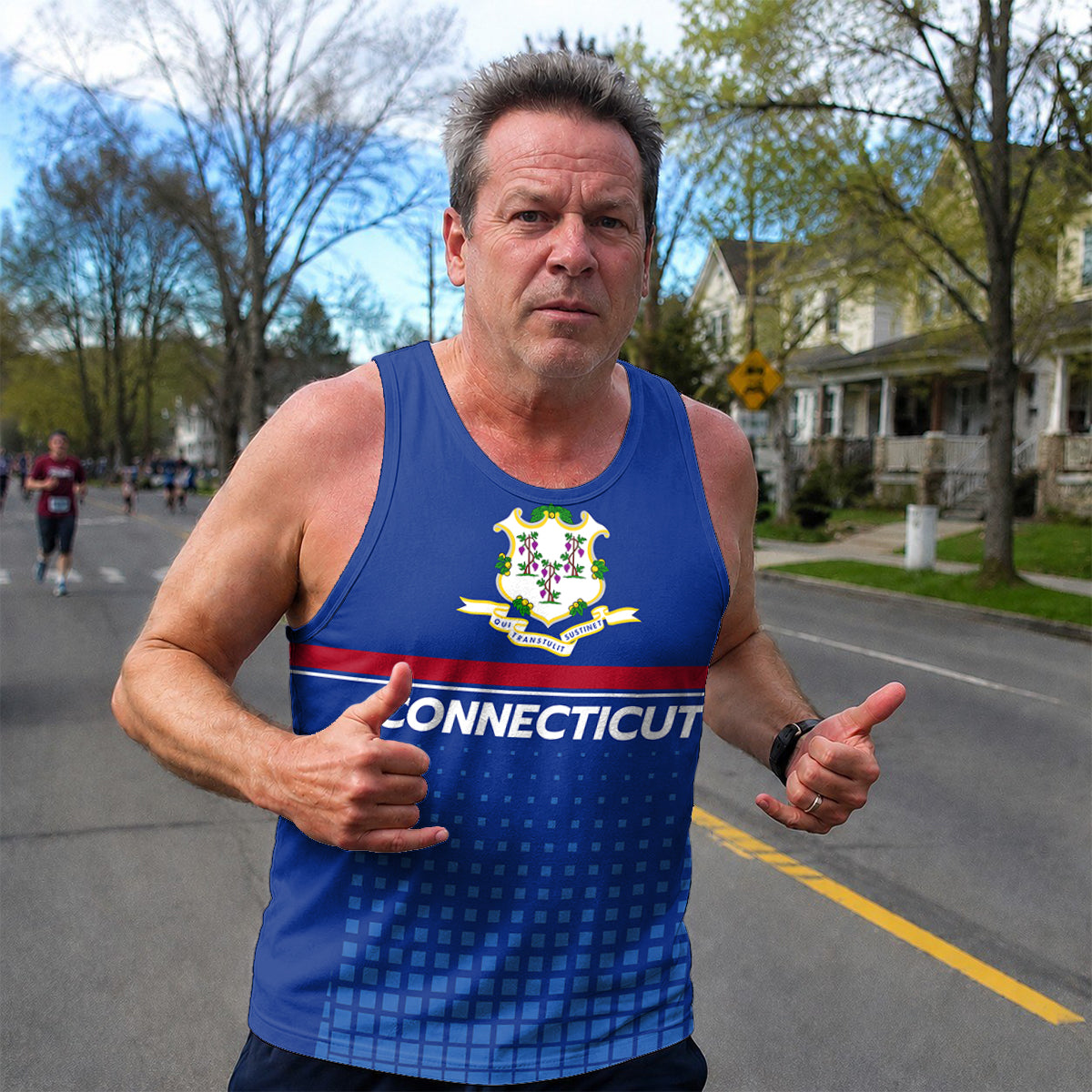 Patriotic Tech Running Tank Top - Connecticut State Pride Running Singlet