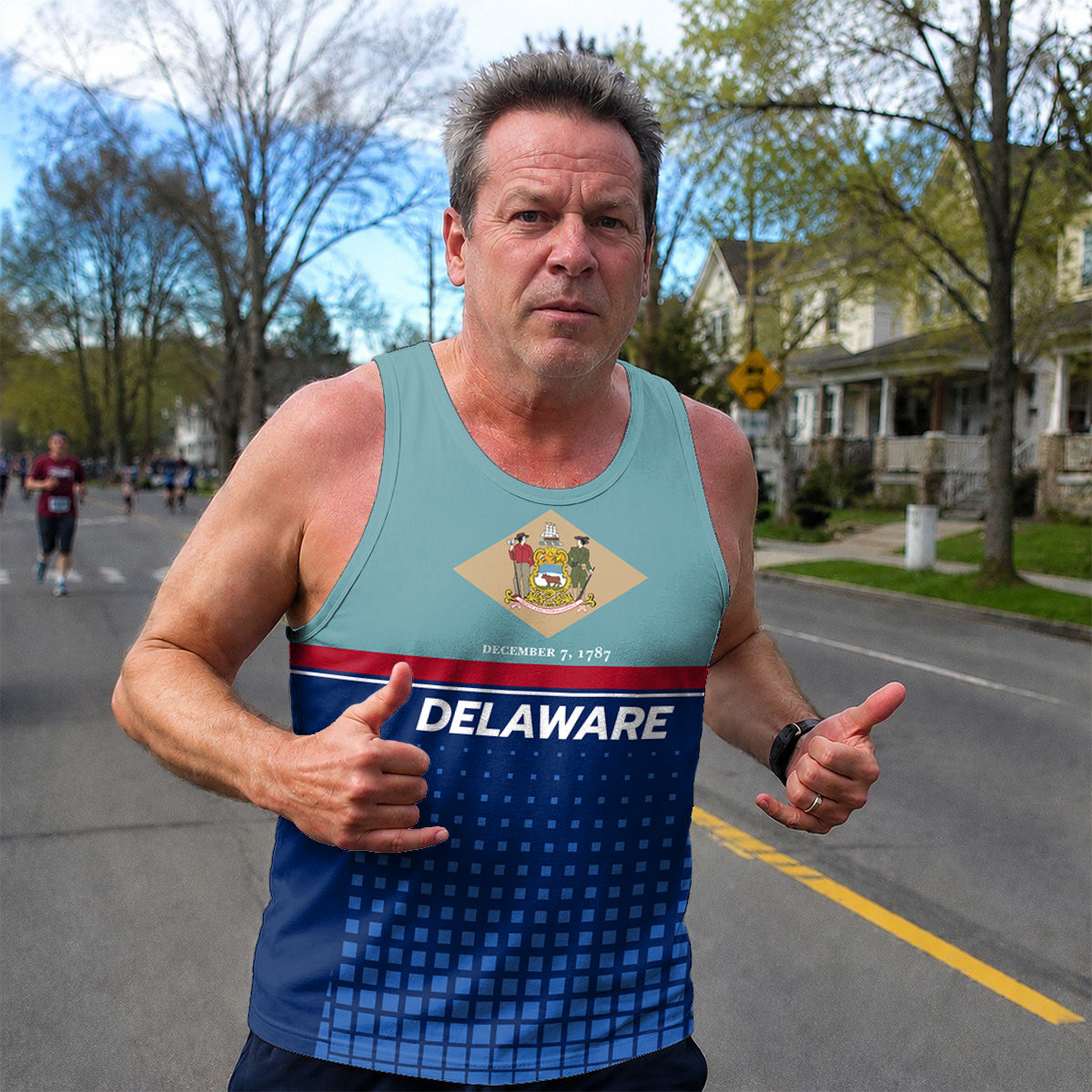 Patriotic Tech Running Tank Top - Delaware State Pride Running Singlet