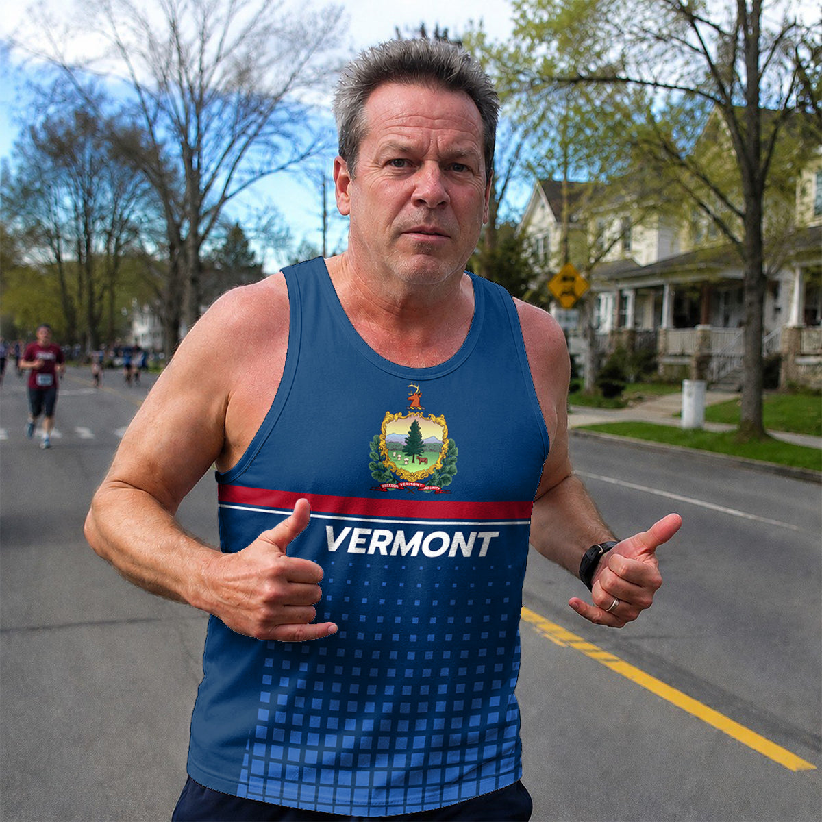 Patriotic Tech Running Tank Top - Vermont State Pride Running Singlet